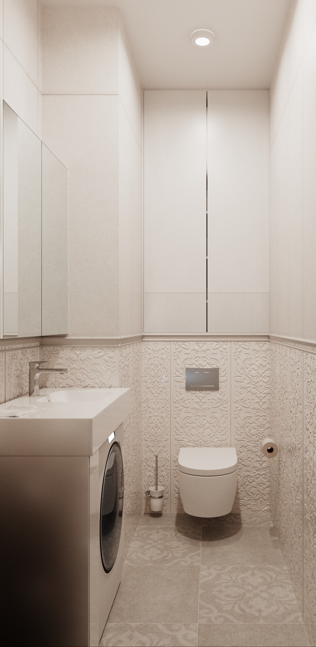 Дом с оливковой кухней — 3D-визуализация